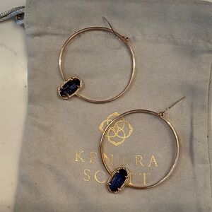 Kendra Scott Navy Stone Rose Gold Hoop Earrings